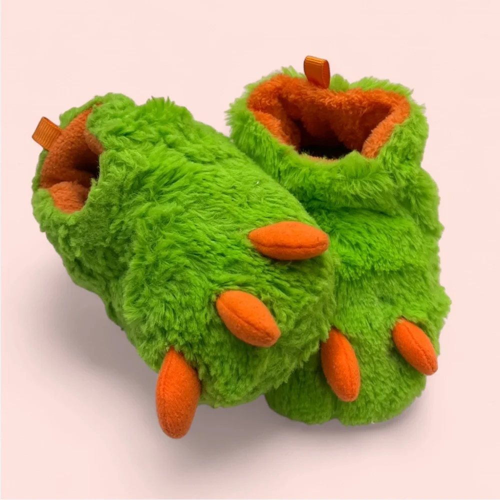 5C Toddler Lime Green Orange Wonder Nation Cozy Plush Ankle Slippers